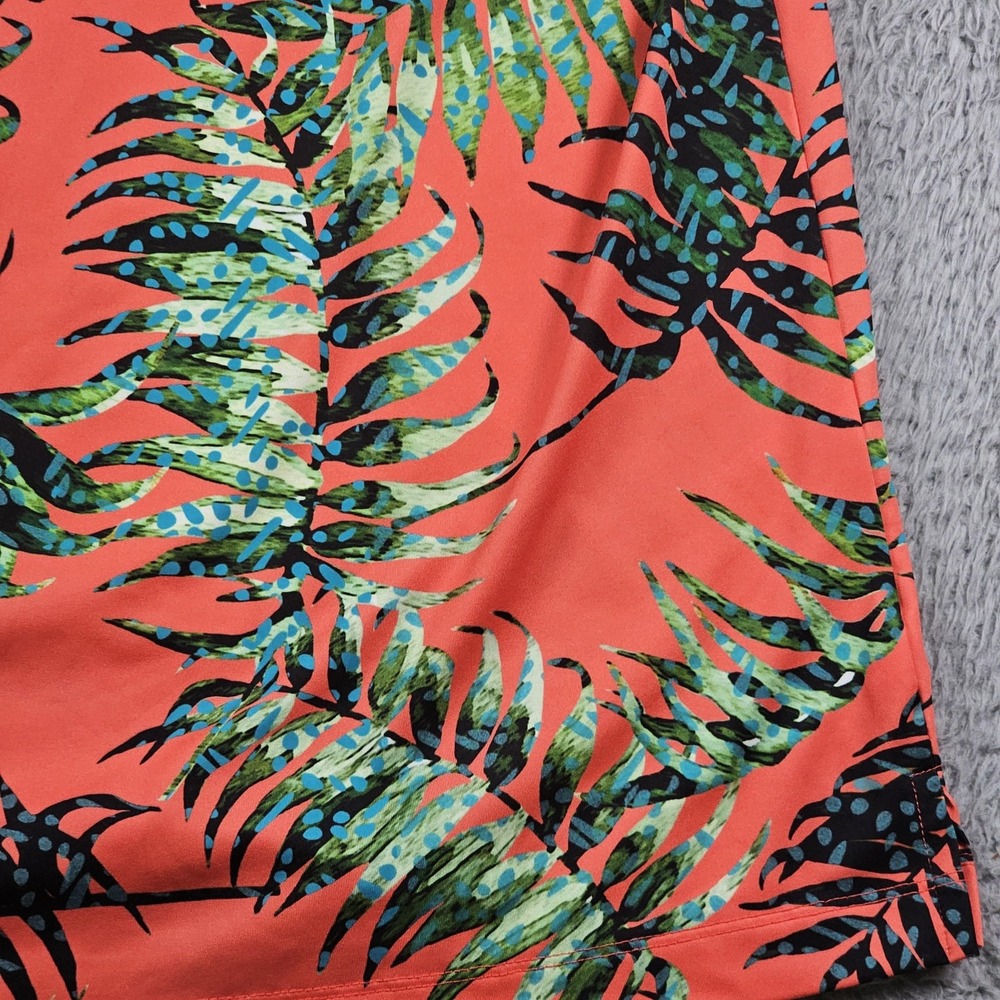 Bad Birdie Polo Shirt Mens Large Coral Tropical Palm Print Golf Stretch Sport - Picture 3 of 10